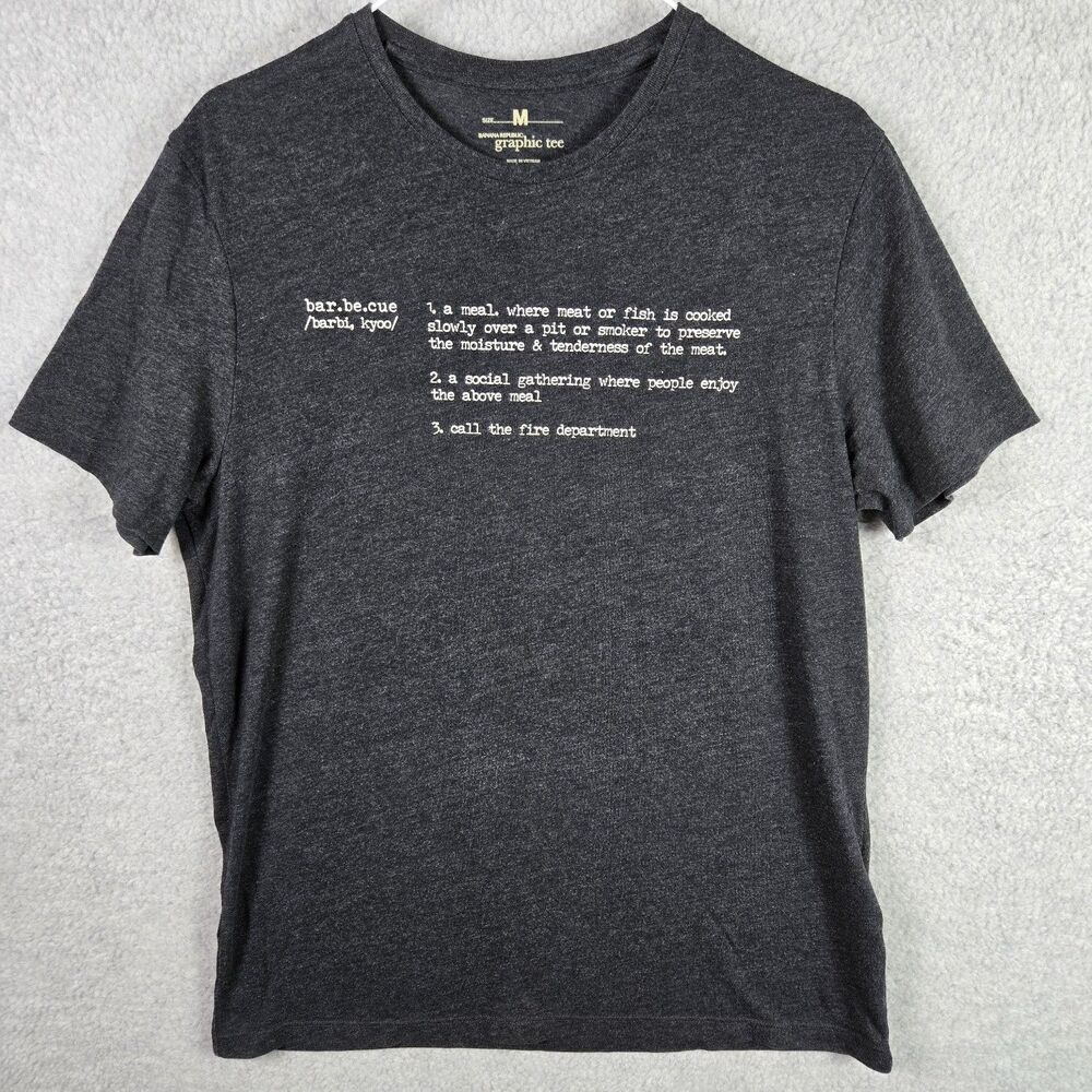 Banana Republic Mens M Gray Barbecue Definition Graphic Tee T-Shirt BBQ Humor